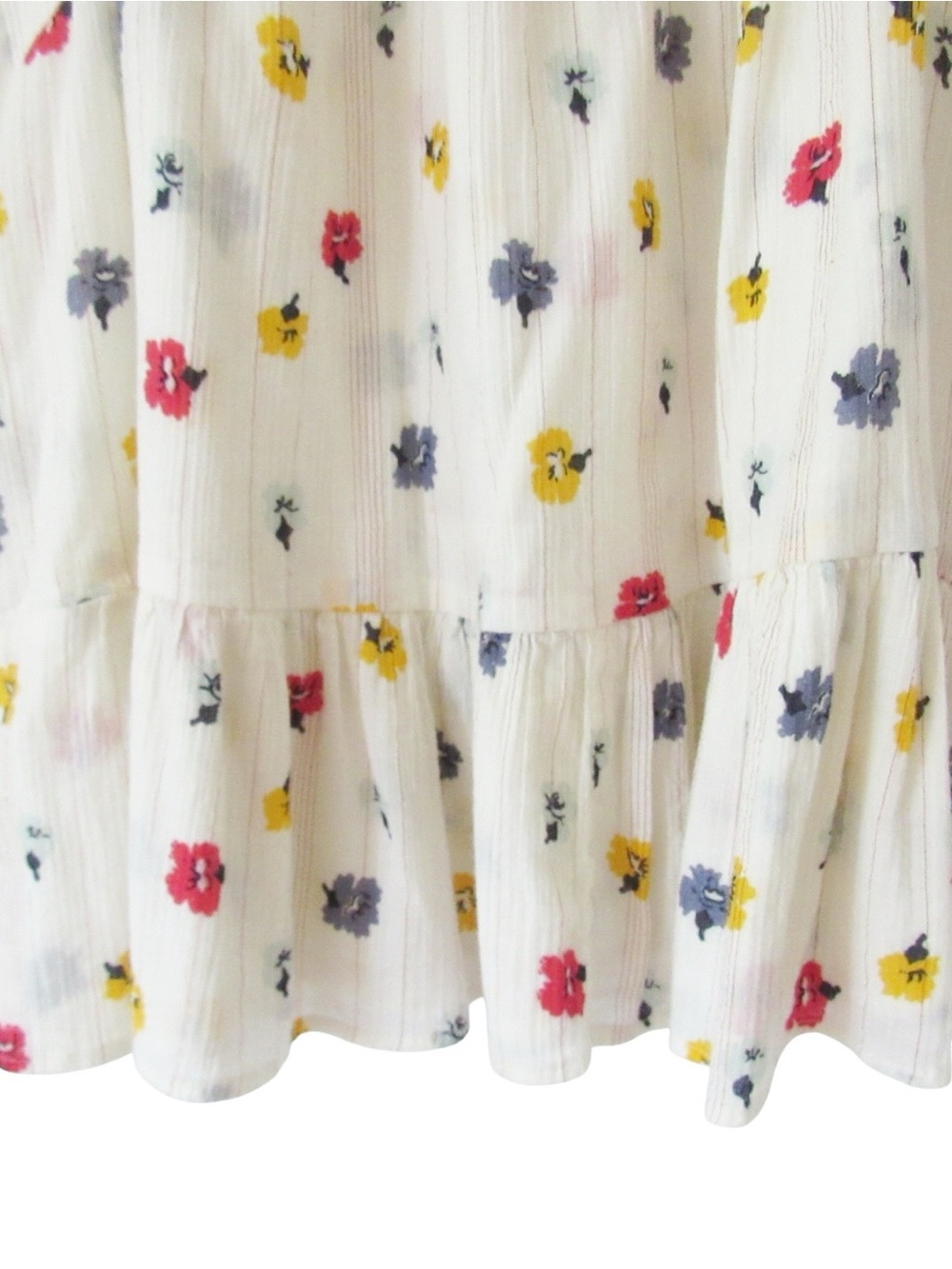 Madewell Ruffle Strap Cami Top 6 Metallic Striped Confetti Floral Cream Cotton - Picture 5 of 8